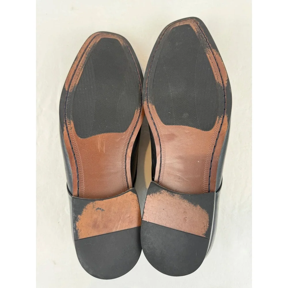 Steve Madden P-Quilt Mens Black‎ Leather Derby Dress Shoes Size 9.5 M Lace Up